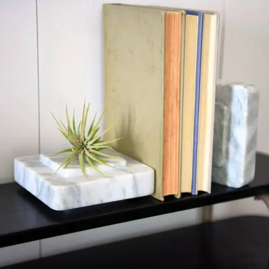 Hello Honey&reg; Square Marble Bookends Set Natural {5}