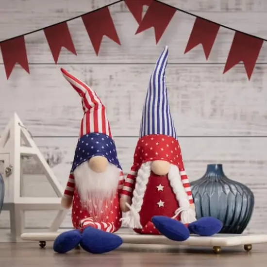 17.7" Sitting Patriotic Boy 4th of July Gnome {3}