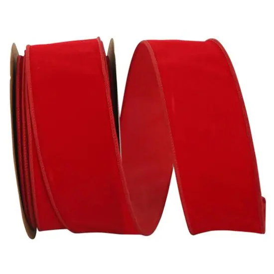 JAM Paper 2.5" x 25yd. Velvet Wired Heavy Commercial Ribbon Red {1}