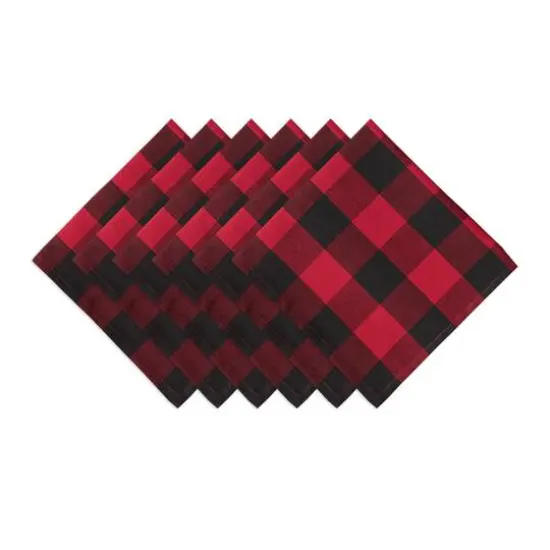 DII&reg; Buffalo Check Oversized Napkin, 6ct. Tango Red/Black {1}