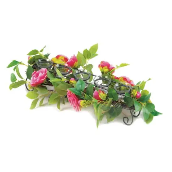 Pink Faux Floral Candleholder 18" x 9" x 4.75" {1}