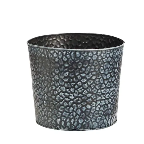 11.5" Embossed Tin Bucket with Pebble Pattern {1}