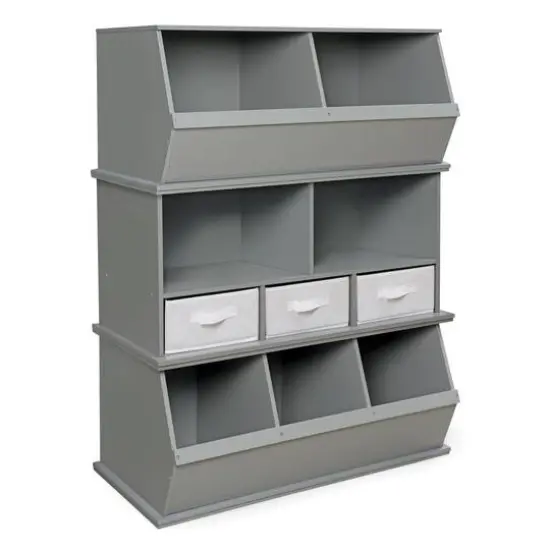 Badger Basket 2 Bin Stackable Storage Cubby Gray {10}