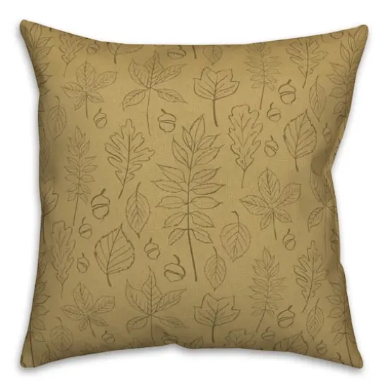Mustard Yellow Leaf Pattern Throw Pillow {1}