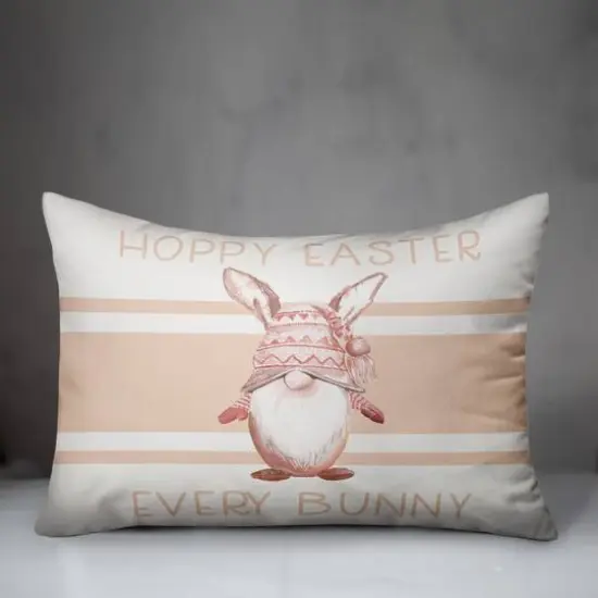 Hoppy Easter Gnome Blush 2 14" x 20" Indoor / Outdoor Pillow {4}