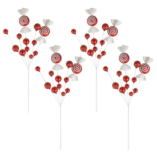 Glitzhome&reg; 24" Christmas Red & White Candy Pick, 4ct. {1}