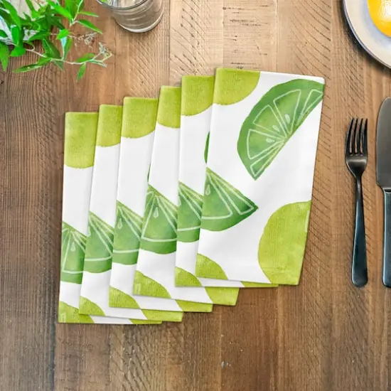 Lime Citrus Pattern 10" x 10" Cotton Twill Napkin {4}