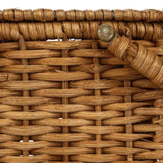 Hello Honey&reg; Natural Oval Wicker Picnic Basket with Open Side Compartment {13}