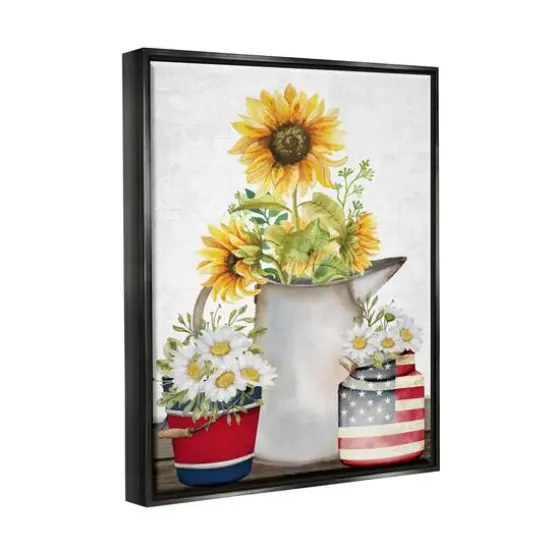 Stupell Industries Americana Flower Bouquets Floater Framed Art Black {4}