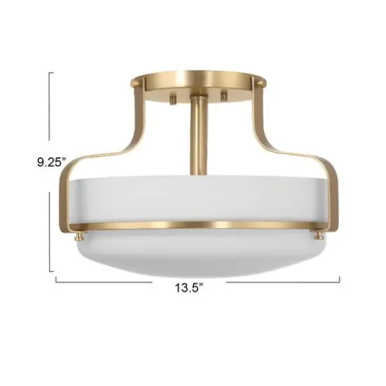 Hello Honey&reg; Chatsworth White & Gold Etched Opal Glass & Metal Semi-Flush Mount Ceiling Light {14}