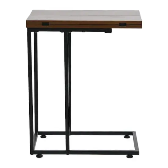 Household Essentials Jamestown Extendable C-Shaped End Table Walnut {6}