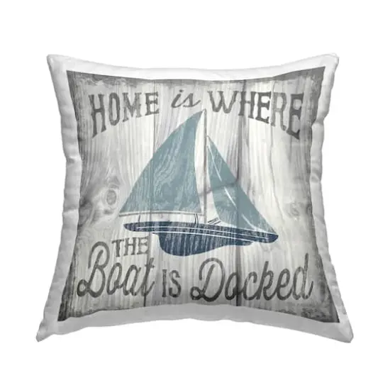 Stupell Industries Home is Where The Boat's Docked Nautical Family Throw Pillow 18" x 18" {1}