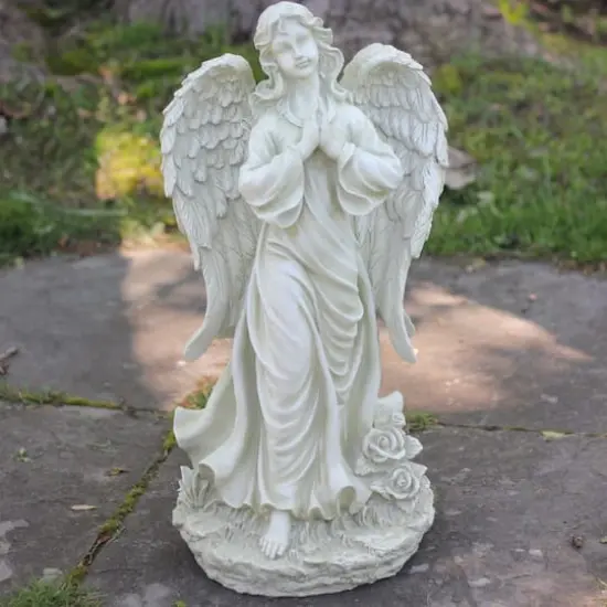 24.5" Light Olive Green Praying Angel Garden Statue {3}