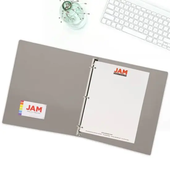 JAM Paper Glass Twill Plastic 3-Ring Binder Smoke Gray {7}