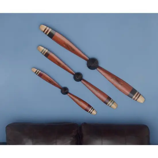 Red Metal Propeller Industrial Wall D&eacute;cor Set {7}