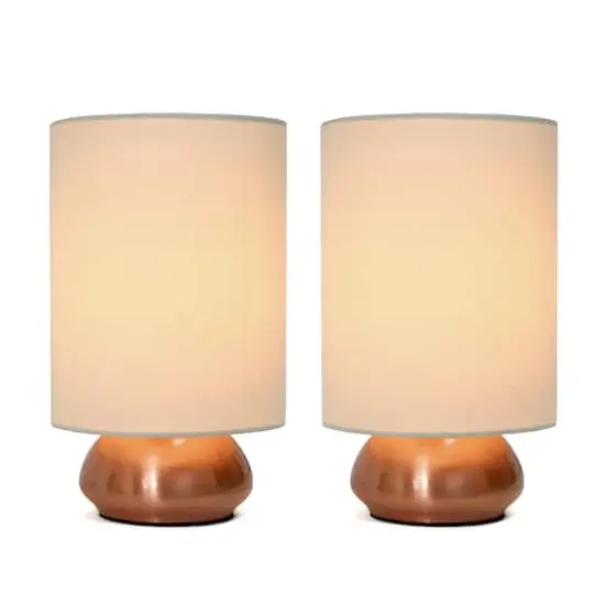 Simple Designs&trade; 2-Pack Mini Touch Lamps with Shades Rose Gold Base and Cream Shades {7}
