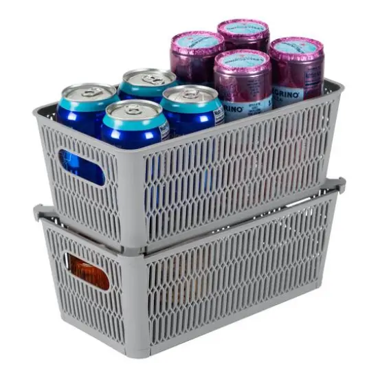 Simplify Slide 2 Stack It Small Storage Tote Baskets, 2ct. Gray {13}