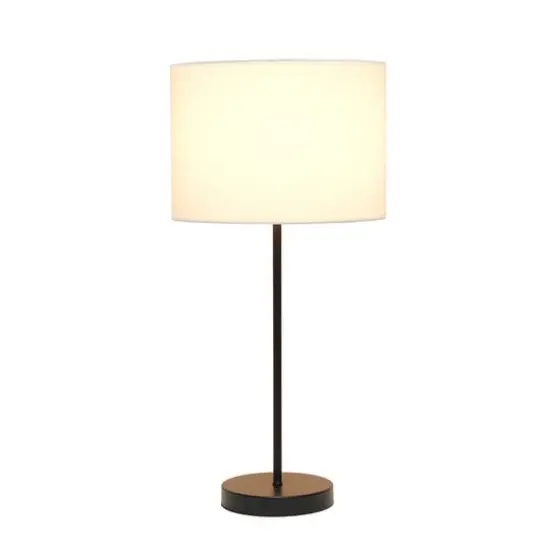Simple Designs 23" White Fabric Shade Lamp Black {3}