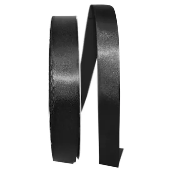 JAM Paper 7/8" x 100yd. Satin Single Face Ribbon Black {1}