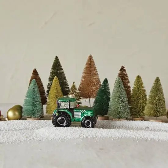 Hello Honey&reg; Hand-Painted Mercury Glass Tractor Ornament with Lights and Glitter {3}