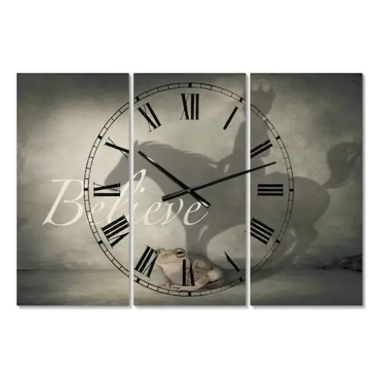 Designart 'Believe Shadow Ii Large Cottage Multipanel Wall Clock {1}