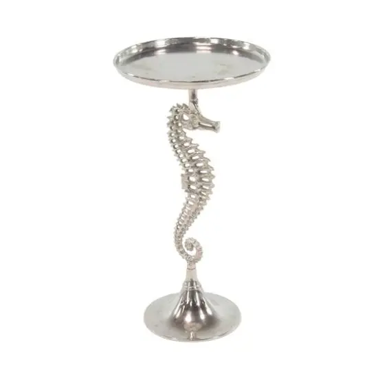 Silver Aluminum Coastal Accent Table {1}