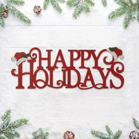 Glitzhome&reg; 24'' HAPPY HOLIDAYS Metal Christmas Wall D&eacute;cor {4}