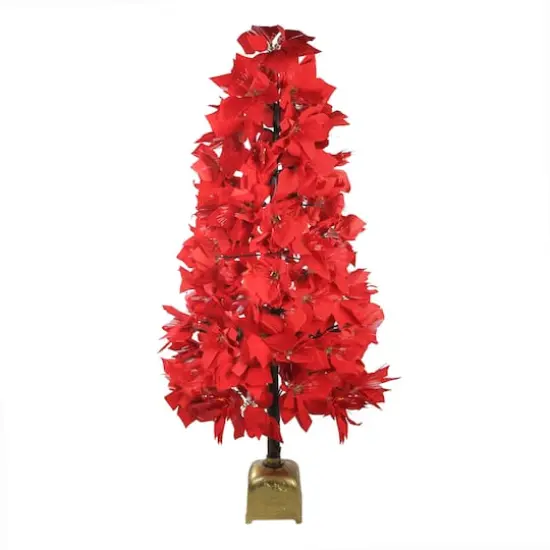 4ft. Pre-Lit Fiber Optic Color Changing Red Poinsettia Artificial Christmas Tree {1}