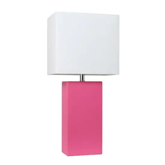 Lalia Home Lexington 21" Leather Home D&eacute;cor Table Lamp Hot Pink {1}