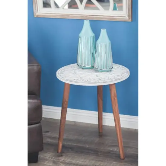 White Wood Contemporary Accent Table {5}