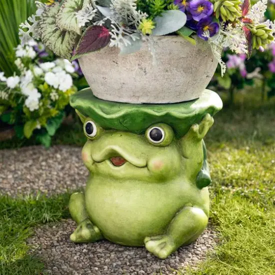 11.75" Frog Outdoor Garden Patio Plant Stand {3}