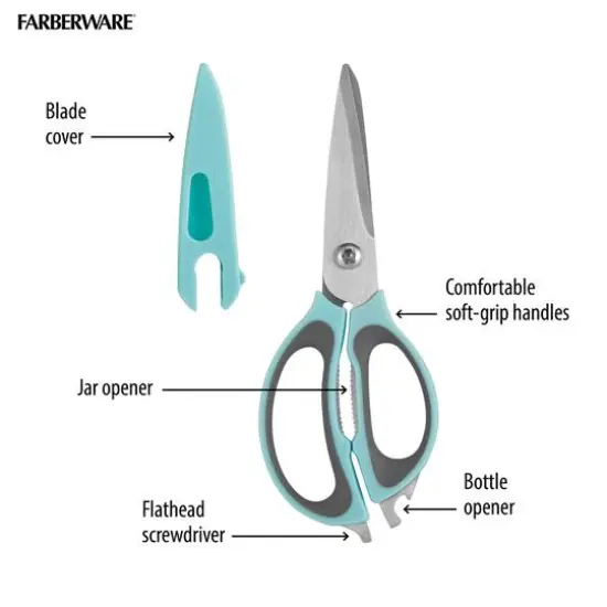 Farberware 4-in-1 Kitchen Shears Aqua/Gray {5}