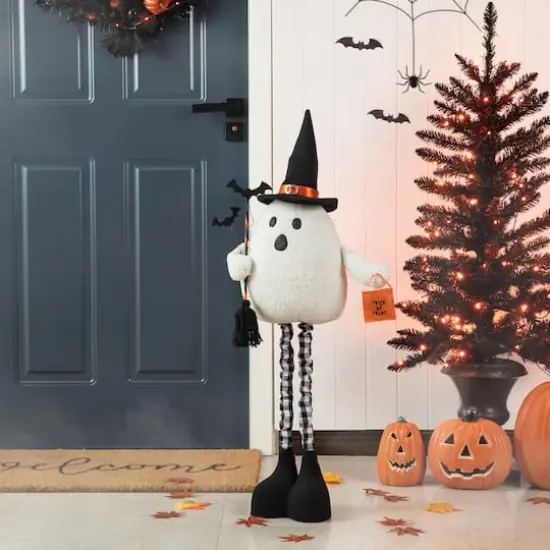 Glitzhome&reg; 38" Lighted Halloween Fabric Ghost Standing D&eacute;cor with Timer {5}