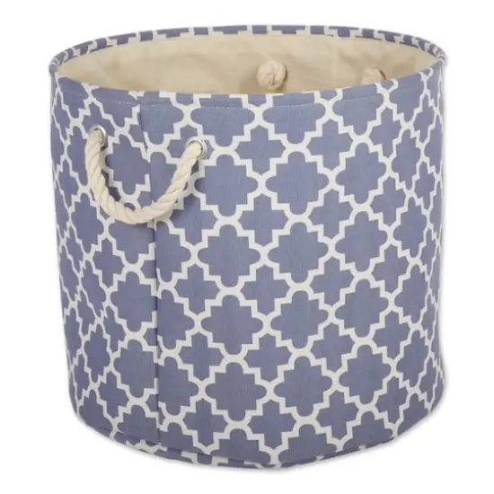 DII&reg; Large Round Polyester Lattice Bin Stonewash Blue {1}