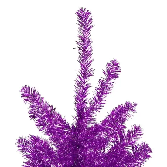 4.5ft. Unlit Metallic Purple Tinsel Artificial Christmas Tree {4}