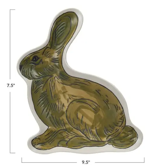 Hello Honey&reg; 9.5" Brown Hand-Painted Stoneware Rabbit Plate {4}