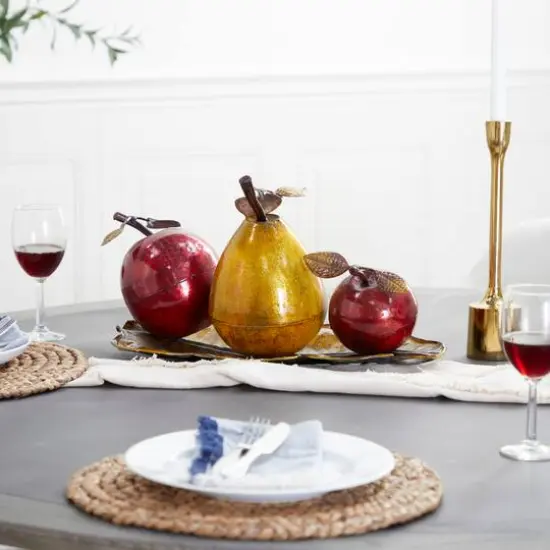19" Red Iron Traditional Decorative Fruit with Tray {9}