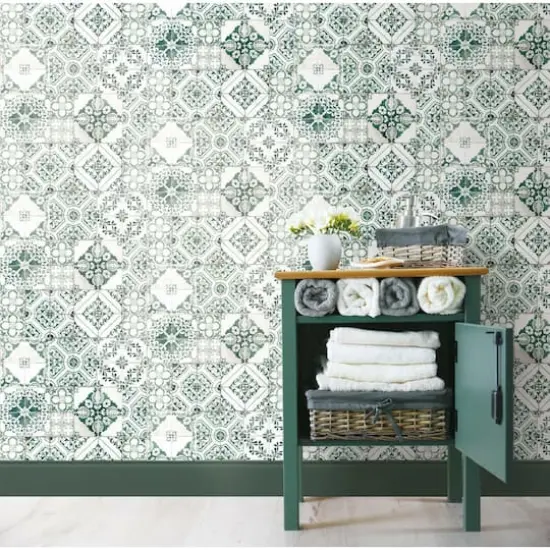 RoomMates Mediterranean Tile Peel & Stick Wallpaper Teal {5}