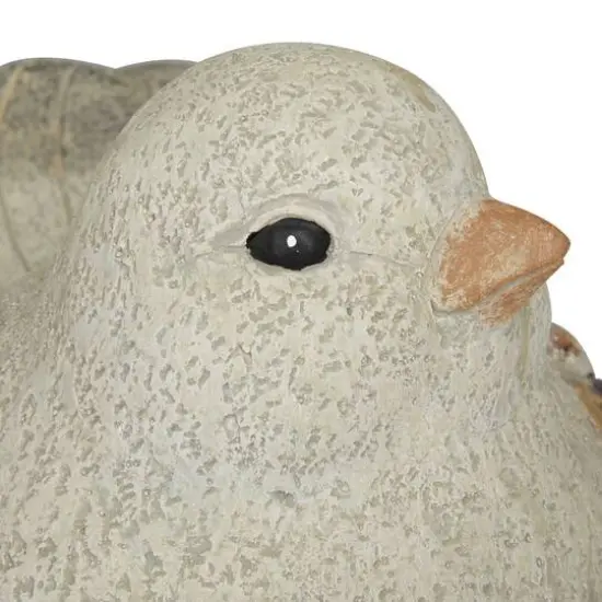 12" Gray Stone Farmhouse Bird Garden Sculpture Set {4}