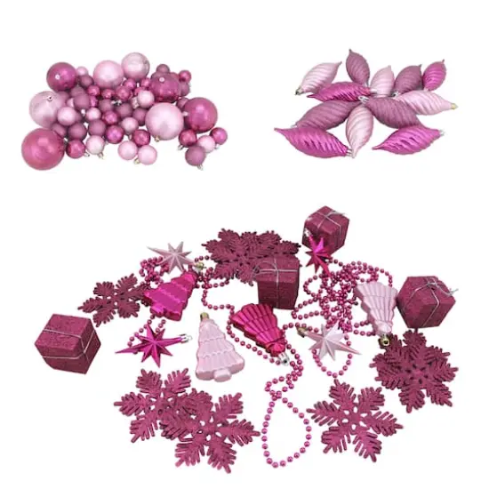 125ct. Bubblegum Pink Shatterproof 4-Finish Christmas Ornaments {6}