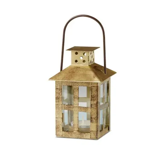 Kate Aspen&reg; 7" Vintage Antique Gold Distressed Lantern, 4ct. {1}