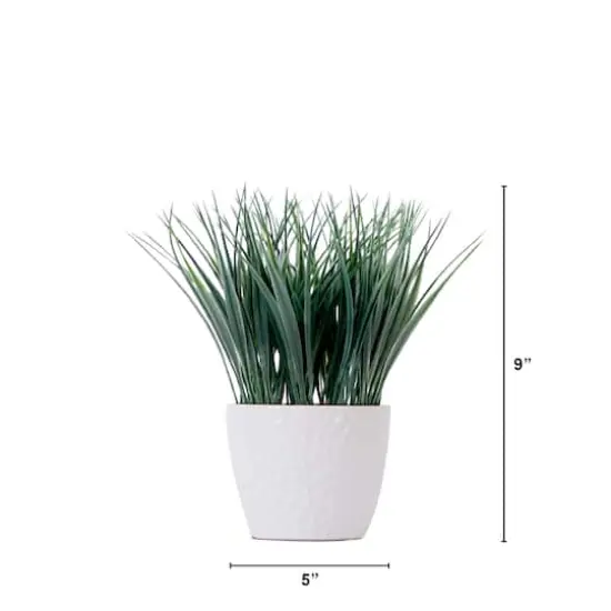 9" Artificial Grass Plant with Decorative Planter {3}