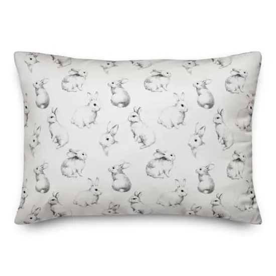 Sketch Bunny Pattern Throw Pillow {1}
