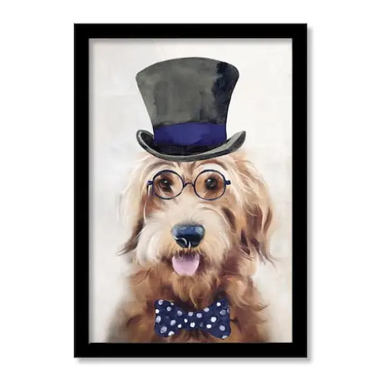 Goldendoodle Paint Glasses 1 20" x 30" Black Framed Print Under Plexiglass {1}
