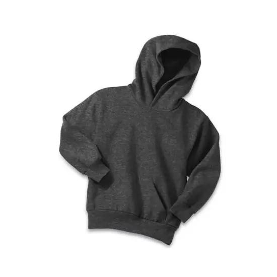 Port & Company® Neutrals Youth Core Fleece Pullover Hooded Sweatshirt Dark Heather Gray {1}