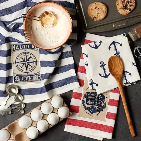 DII&reg; Red, White & Blue Maritime Dishtowel, 3ct. {4}