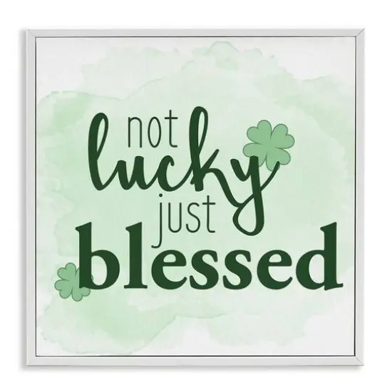 Stupell Industries Just Blessed Green Shamrocks Framed Giclee Art White {1}