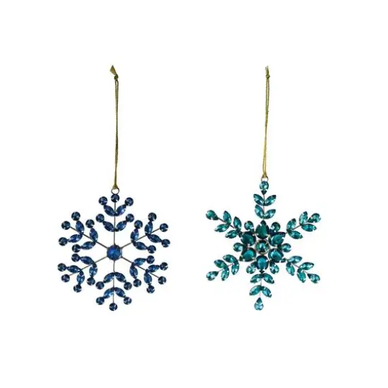 Hello Honey&reg; 5.25" Blue Acrylic Jewel & Metal Snowflake Ornament Set {1}