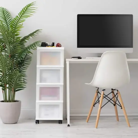 IRIS White 4-Drawer Medium Cart With Organizer Top {5}