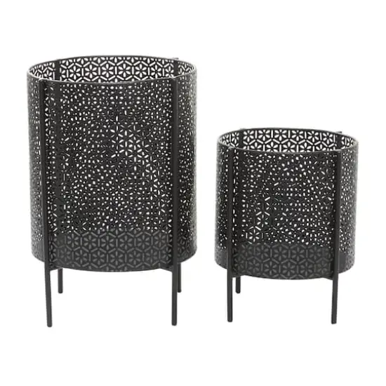 CosmoLiving by Cosmopolitan Black Metal Mesh Planter Set {5}